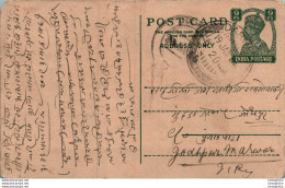 India Postal Stationery George VI 9p To Jodhpur - Postkaarten