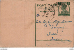 India Postal Stationery George VI 9p To Indore - Postkaarten