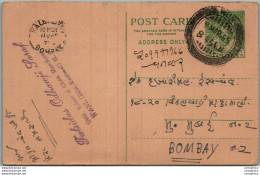 India Postal Stationery 9p Kalbadevi Bombay Cds Wun Cds - Postcards