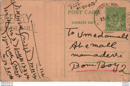 India Postal Stationery 9p To Bombay - Postcards