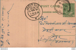 India Postal Stationery 9p Jaipur Cds - Postcards