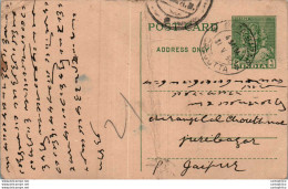 India Postal Stationery 9p Calcutta Cds To Jaipur - Postcards