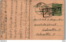India Postal Stationery 9p Jaipur Cds To Calcutta - Postcards