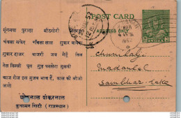 India Postal Stationery 9p To Sambhar Lake Chhotulal Shankerlal Kabra - Postcards