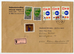 Germany, West 1979 Insured V-Label Cover; Dortmund To Worms-Abenheim; Mix Of Stamps - Covers & Documents