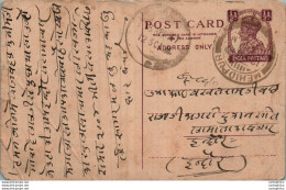 India Postal Stationery George VI 1/2 A Mehidpur Cds - Postcards