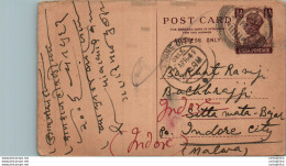 India Postal Stationery George VI 1/2 A To Indore - Postcards