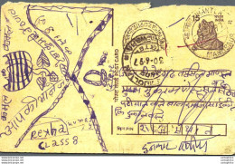 India Postal Stationery Tiger 15 - Ansichtskarten