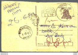 India Postal Stationery Tiger 15 - Ansichtskarten