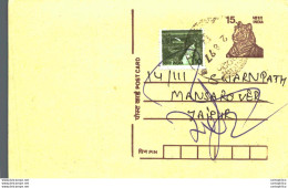 India Postal Stationery Tiger 15 To Jaipur - Ansichtskarten