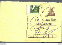 India Postal Stationery Tiger 15 To Jaipur - Ansichtskarten