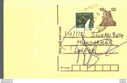 India Postal Stationery Tiger 15 To Jaipur - Ansichtskarten