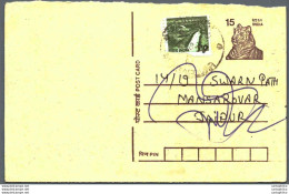 India Postal Stationery Tiger 15 To Jaipur - Ansichtskarten