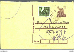 India Postal Stationery Tiger 15 To Jaipur - Ansichtskarten