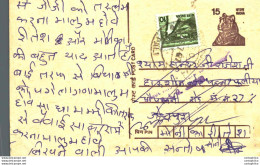 India Postal Stationery Tiger 15 - Ansichtskarten