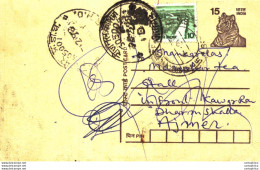 India Postal Stationery Tiger 15 To Ajmer - Ansichtskarten