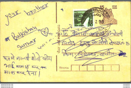 India Postal Stationery Tiger 15 - Ansichtskarten