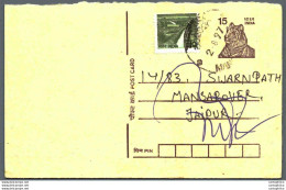 India Postal Stationery Tiger 15 To Jaipur - Ansichtskarten