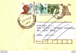 India Postal Stationery Tiger 15 Gandhi Stamp IndusInd Bank Ajinkya - Ansichtskarten