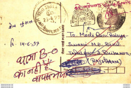 India Postal Stationery Tiger 15 Bhilwara Cds - Ansichtskarten
