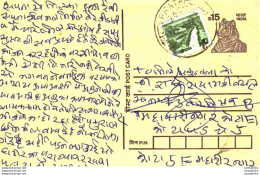 India Postal Stationery Tiger 15 - Ansichtskarten