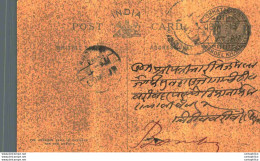 India Postal Stationery George V 1/4A Bundel Khan Cds To Bombay - Cartoline Postali