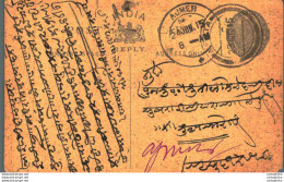 India Postal Stationery George V 1/4A Ajmer Cds - Cartoline Postali