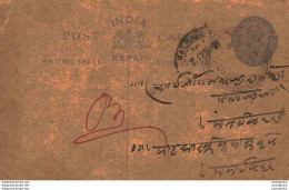 India Postal Stationery George V 1/4A - Cartoline Postali