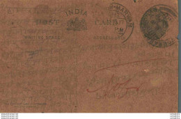 India Postal Stationery George V 1/4A Nagaur Marwar Cds - Cartes Postales