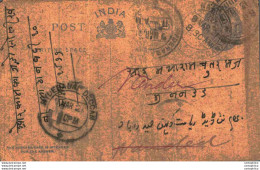 India Postal Stationery George V 1/4A - Cartes Postales