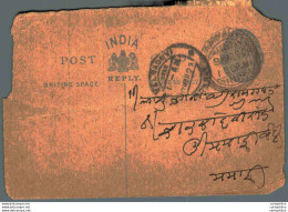 India Postal Stationery George V 1/4A Kalbadevi Bombay Cds - Cartoline Postali