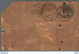 India Postal Stationery George V 1/4A Nagaur Marwar - Cartoline Postali
