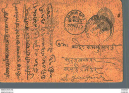 India Postal Stationery George V 1/4A Jaipur Cds - Postales