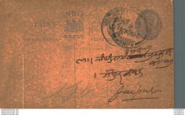 India Postal Stationery George V 1/4A Jaipur Cds - Postales