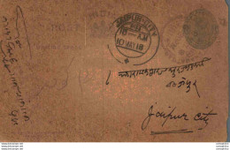 India Postal Stationery George V 1/4A Jaipur Cds - Ansichtskarten