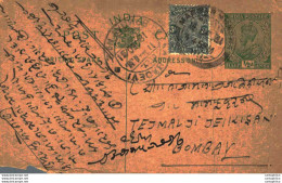 India Postal Stationery George V 1/2A To Bombay - Ansichtskarten