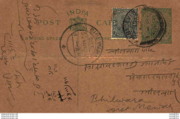 India Postal Stationery George V 1/2A Bhilwara Cds - Ansichtskarten