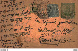 India Postal Stationery George V 1/2A Kalbadevi Cds - Ansichtskarten