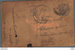 India Postal Stationery George V 1/4A To Delhi - Postcards