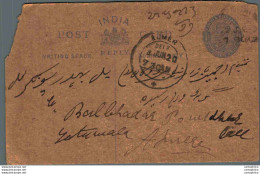 India Postal Stationery George V 1/4A Ajmer Cds - Postcards