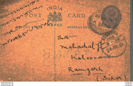 India Postal Stationery George V 1/4A Ramgarh Cds Sikar - Cartes Postales