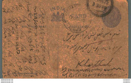 India Postal Stationery George V 1/4A Alwar Cds - Ansichtskarten