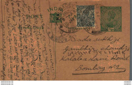 India Postal Stationery George V 1/2A Kalbadevi Bombay Cds - Postales