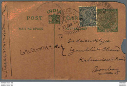 India Postal Stationery George V 1/2A Kalbadevi Bombay Cds - Postales