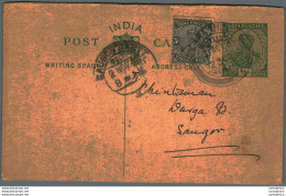 India Postal Stationery George V 1/2A - Postales