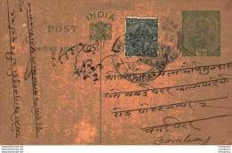 India Postal Stationery George V 1/2A To Bombay - Postales