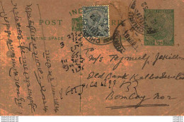 India Postal Stationery George V 1/2A To Bombay - Postales