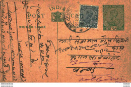 India Postal Stationery George V 1/2A Bombay Cds - Postales