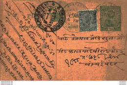 India Postal Stationery George V 1/2A Kalbadevi Bombay Cds - Postales