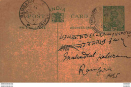 India Postal Stationery George V 1/2A Ramgarh Jaipur Cds - Cartes Postales